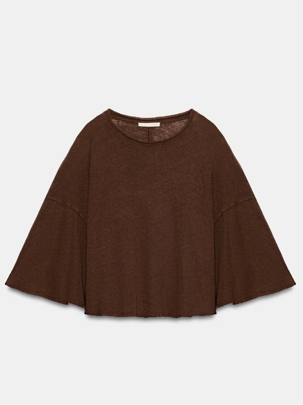 ZARA Cotton & Linen Cape T-Shirt - Picture 7 of 11